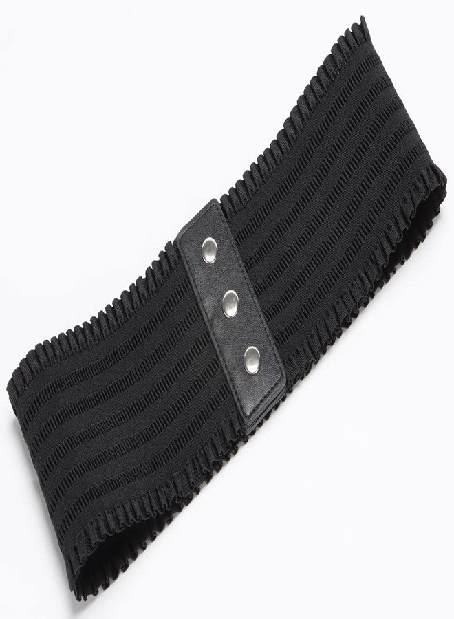 ALAIX Women's Wide Belt Stretchy Dress Belts Elastic Snap-Button Corset Belts for Women Waist Belt Waistband - Image 5